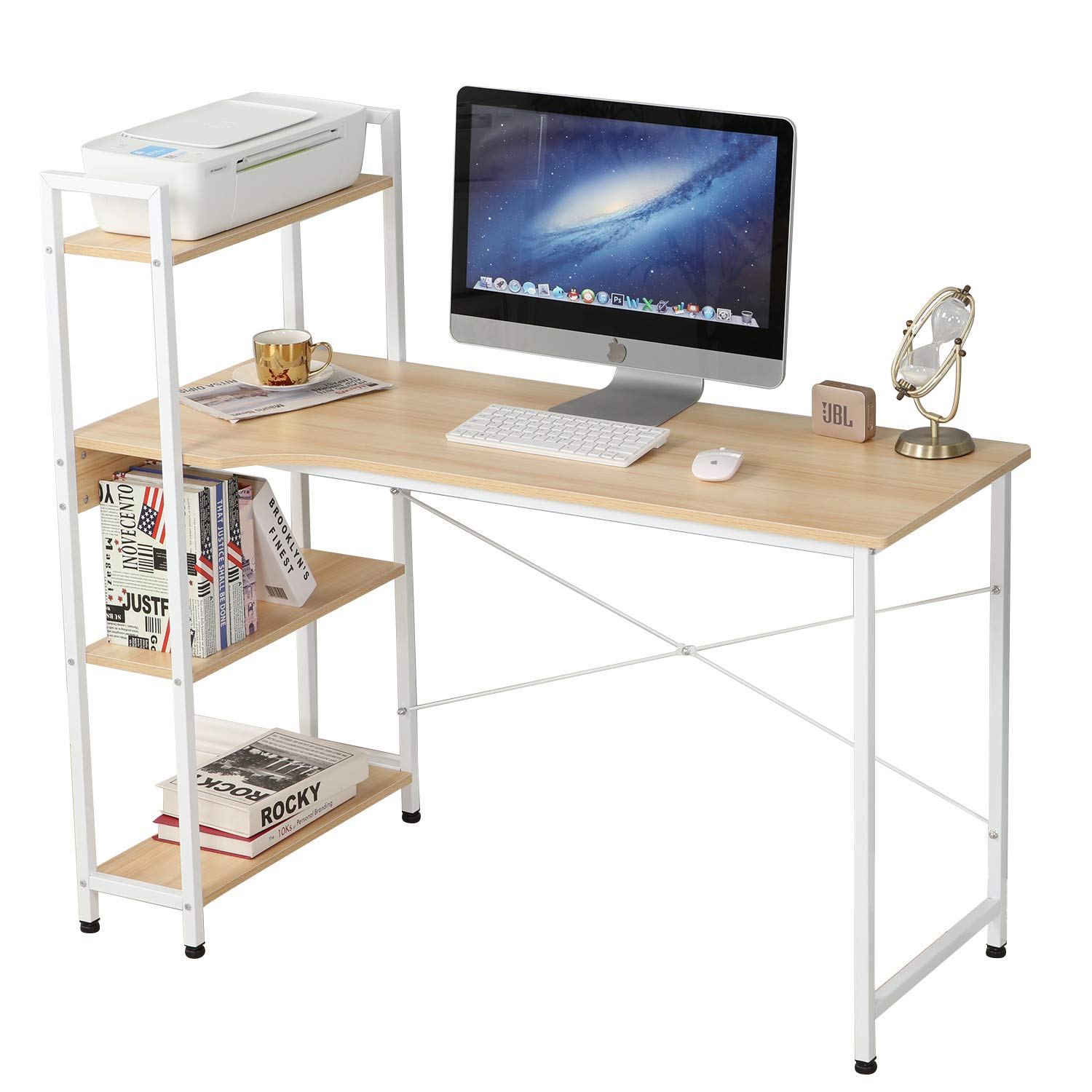 Buy 47 Inches Computer Desk with Shelves Modern Study Desk with 4
