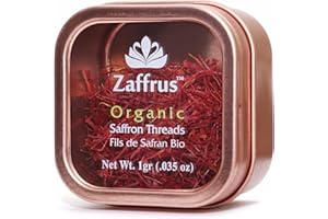 Zaffrus - Certified Organic Saffron Threads for Cooking Saffron Rice, Paella, Risotto, Soup, Desserts & Tea. (1 gram / .035 oz)