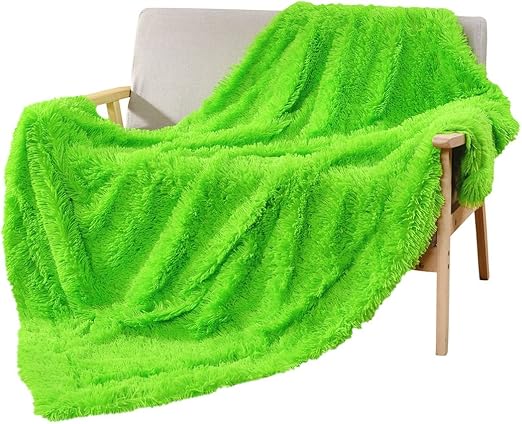 Amazon Com Decosy Faux Fur Couch Blanket Bright Green 50 X 60