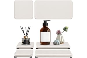 LYXEL 4PCS Water Absorbing Stone Tray, Quick Drying Diatomite Stone Sink Tray, Water Absorbent Stone Coasters for Bathroom Counter, Kitchen Soap Dish Holders Toothbrush Holders in Modern Home