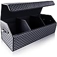 Fyzeoty Car Organizers and Storage - Trunk Organizer for Suv Car,Car Trunk Leather Storage Box,Extra Large,Magnetic Lid,Collapsible and Adjustable