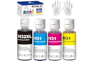 JoyPrinting 31 Ink Bottle Set 32XL Black Ink Bottle Compatible with HP 31 32XL Ink Bottle Set Work for HP Smart Tank 6001 730