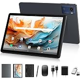 10.1 Inch Android 16 Tablet, 12GB + 64GB, 2 in 1 Tablets with Keyboard | Octa-Core Processor, 512GB Expand, 5+13MP Camera, 7000mAh Battery, AI Gemini, GPS, Bluetooth 5.0, 5G WiFi, Mouse, Gray Case