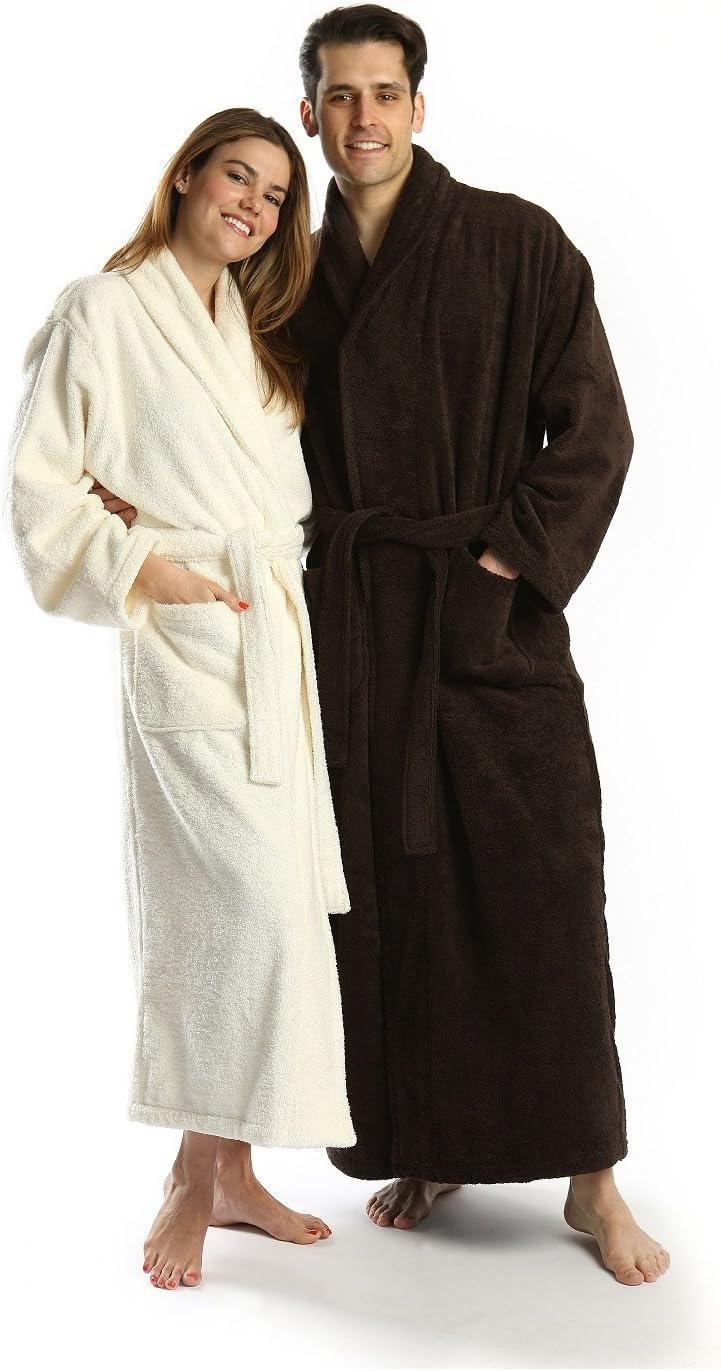 TurkishTowels Terry-Soft Shawl Bathrobe, 100% Combed Pure Turkish Cotton Terry Robe