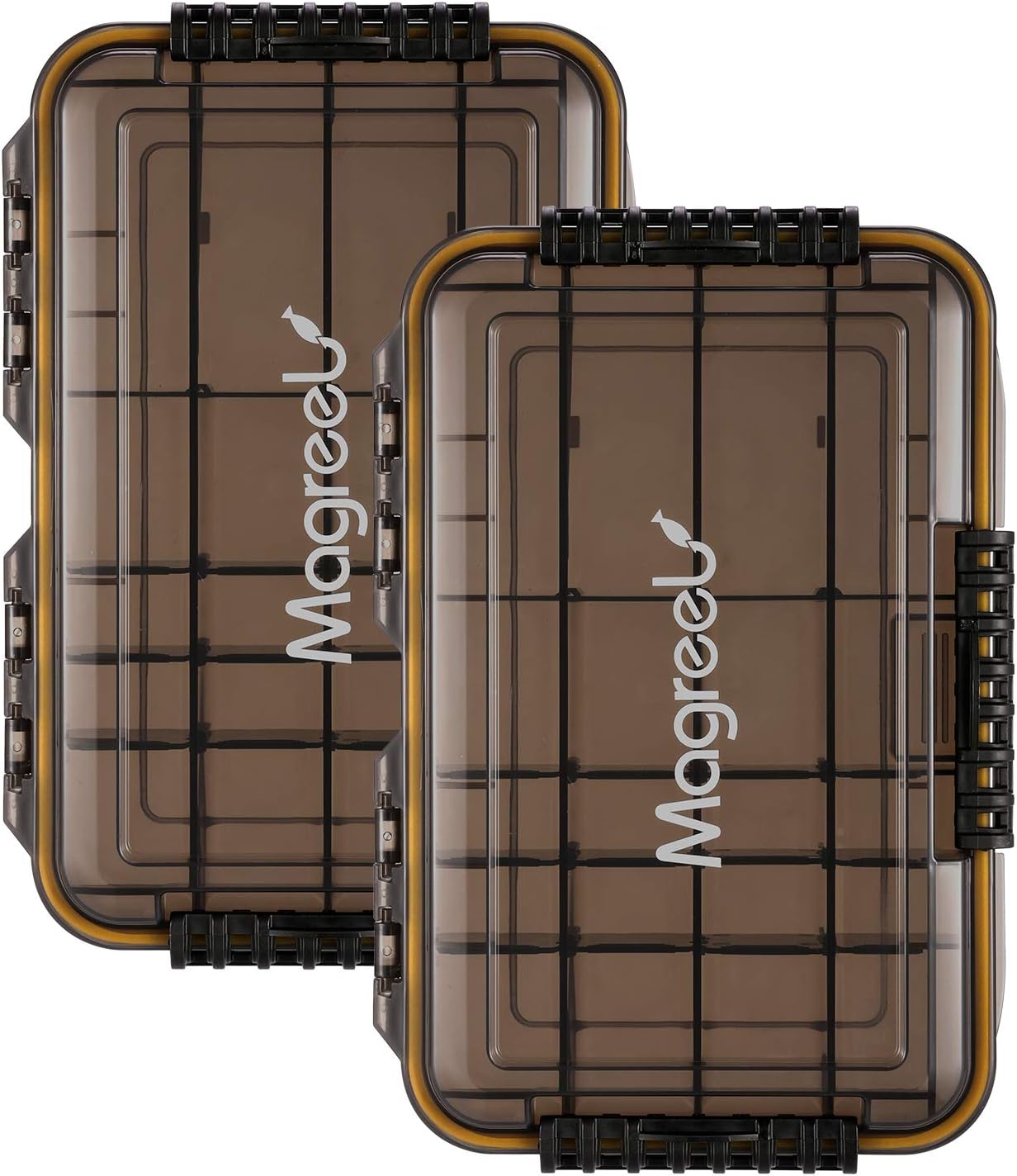 Magreel Waterproof Fishing Tackle Box, 3600/3700 Tackle Trays Tea-Colored Transparent Fishing Tackle Storage Organizer Boxes with DIY Dividers, 1 Pack/2 Pack: Home Improvement