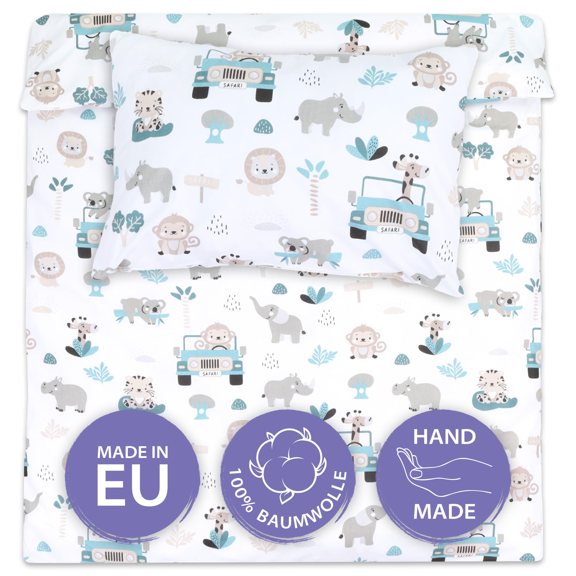 Totsy Baby Cot bed duvet cover set 90x120 cm - Cotton toddler quilt covers for girl and boy Set Comforter cover 90 x 120 cm and pillowcase 60 x 40 cm Oeko-Tex