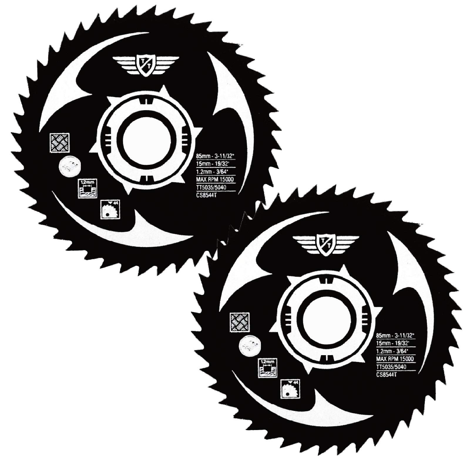 2 x TopsTools CS8544T_2 85mm 44T 15mm Bore HSS Saw Blades