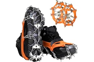 INKMOKER 24 Spikes Crampons for Shoes, Stainless Steel Non-Slip Ice Cleats for Boots and Shoes with Adjustable Straps for Hiking, Mountaineering, Trekking, and Winter Outdoor Activities