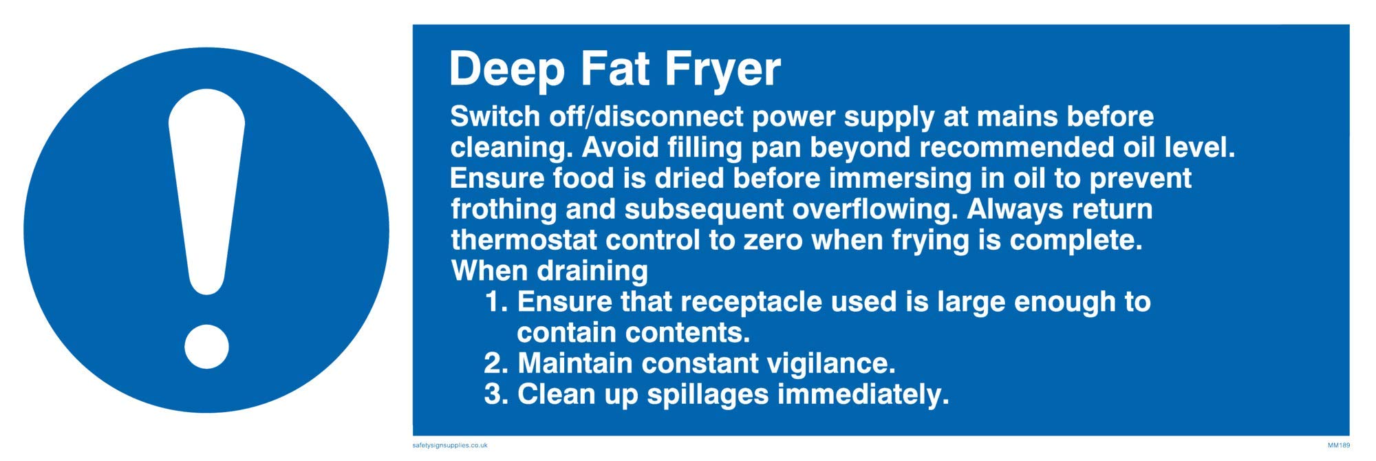 Viking Signs MM189-L31-V Deep Fat Fryer Rules Sign, Vinyl, 100 mm x 300 mm