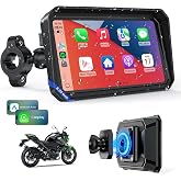WonVon 6.25 Inch Wireless Motorcycle Carplay GPS Navigation System with Apple Carplay and Android Auto Portable Screen with Dual Bluetooth, Navigation, Siri, Google Assistant with Magnetic Mount