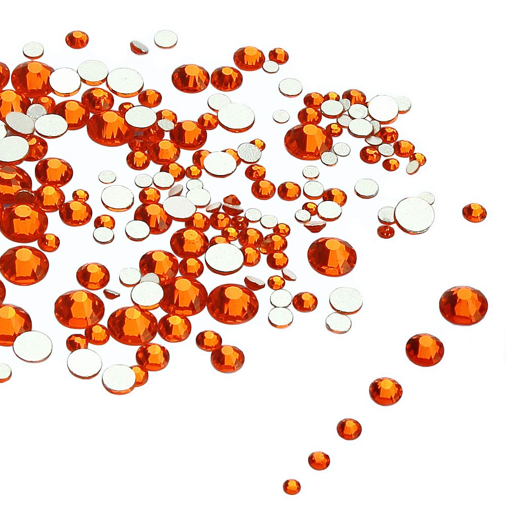 LolliBeads Resin Crystal Round Nail Art Mixed Flat Backs Acrylic Rhinestones Gems,Mix Size 1.5-5 mm, Color Fire Opal (1200Pcs)