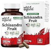 Wild & Organic Schisandra Capsules 1000 mg - Mood & Relaxation Support - Schisandra Berry Extract Supplement - Vegan, No Fillers, Non-GMO - 90 Count