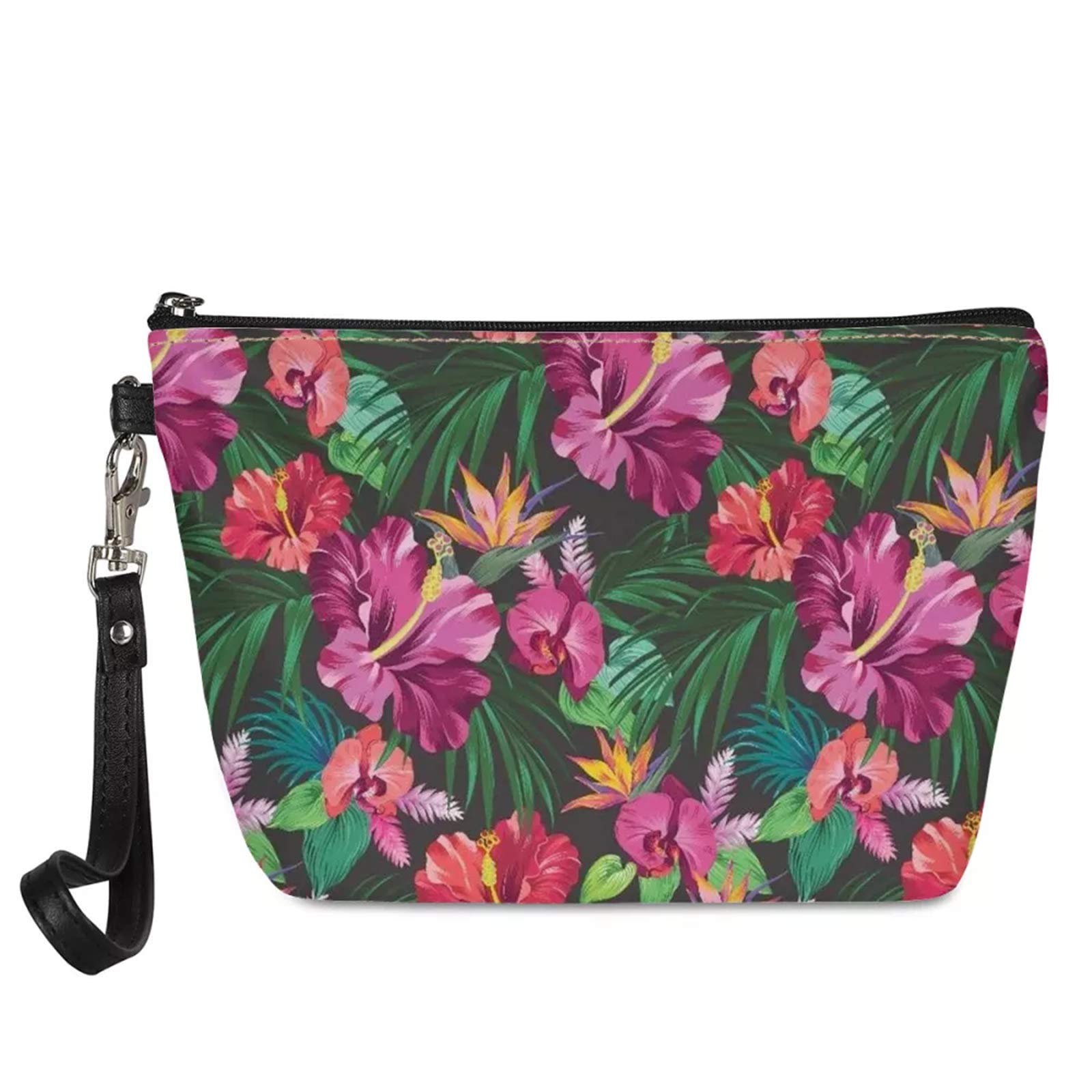 SEANATIVE Hawaii Style Toiletry Bag for Women Hibiscus Design Ladies Make Up Bag Organizer with Zipper