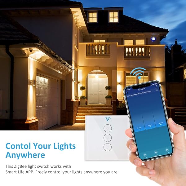 TEEKAR Interruptor de luz Inteligente Alexa Interruptor de Pared ZigBee 3 0 de Control de 2 vas Compatible con Alexa y Google Home Control de aplicacin de Voz Interruptor de luz Inteligente