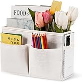Retyion Bedside Caddy White Bedside Hanging Storage Basket Bed Caddy for Headboards Bunk Dorm Rooms Crib Beds Rails Organizer (White)