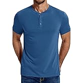 COOFANDY Men's Henley Shirts Cotton Short Sleeve Casual T-Shirt Button Henley Basic Tee Lightweight Summer Top