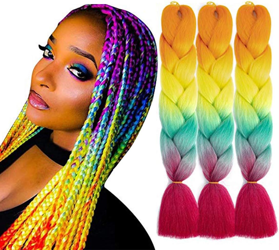 Syabeca 3 Pcs /300g 24'' Braiding Hair Extensions Two Ombre Braiding