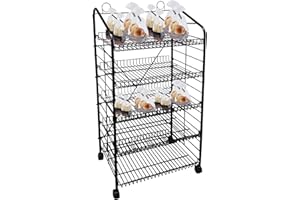 FixtureDisplays® 24.8" X 16.5" X 48" Bakery Display Rack w/Wheels, 5 Adjustable Shelves & 2 Sign Holders - Black 19409