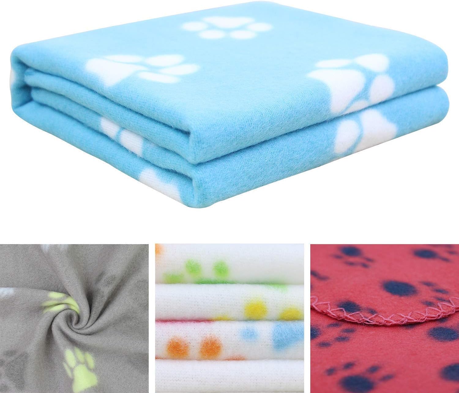 AK KYC 6 Pack Mixed Puppy Blanket Cushion Dog Cat Fleece Blankets Pet Sleep Mat Pad Bed Cover with Paw Print Kitten Soft Warm Blanket for Animals : Pet Supplies