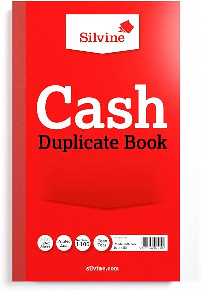 Silvine Duplicate Cash Book 1-100 with Index Sheet 210x127mm Gloss Covers
