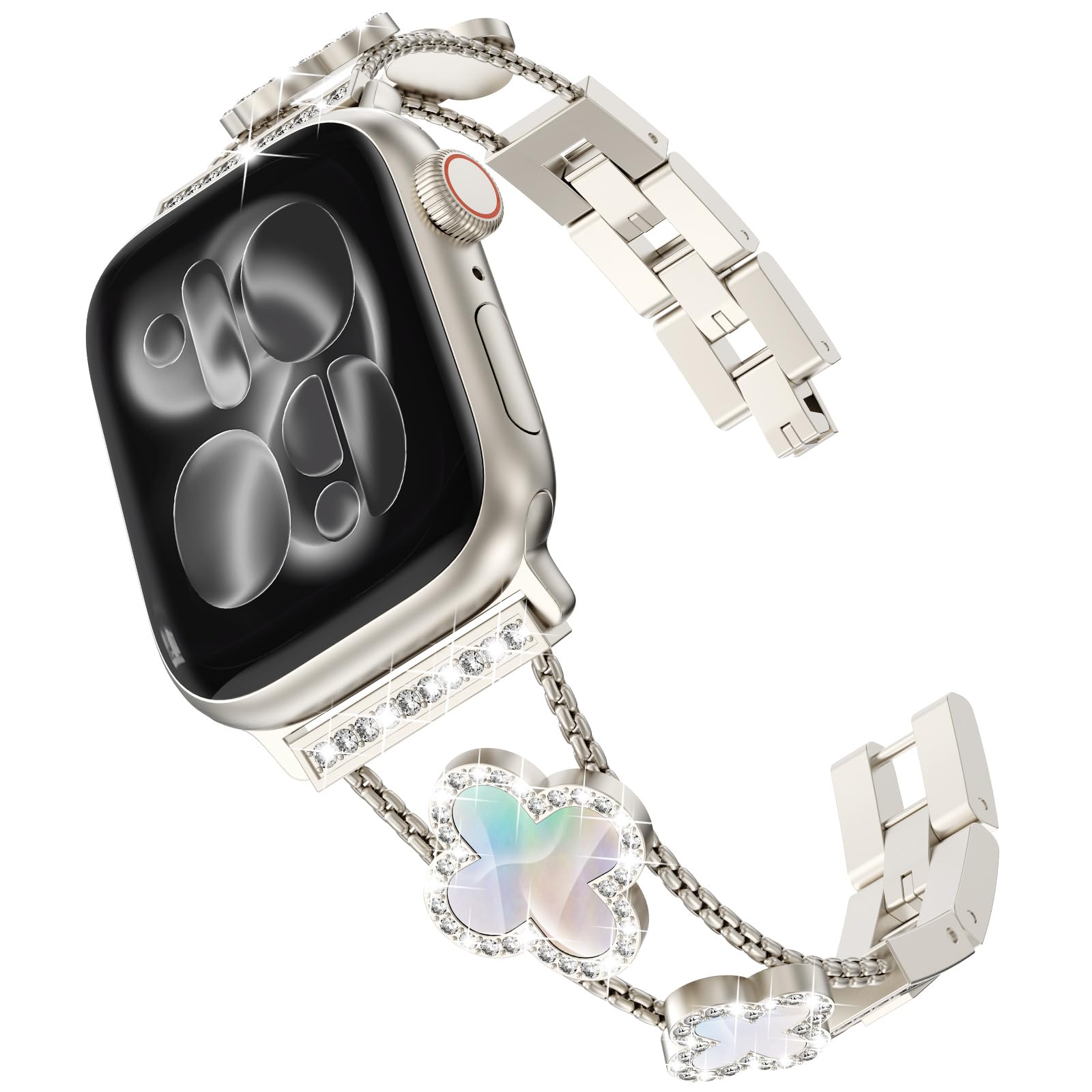 WINGLE 42mm(Series 11 10) 41mm 40mm 38mm Compatible with Apple Watch Straps, Women Bling Rhinestone Bracelet Replacement Band for iWatch SE 3 2 1/Series 11 10 9 8 7 6 5 4 3 2 1, Starlight/Iridescent