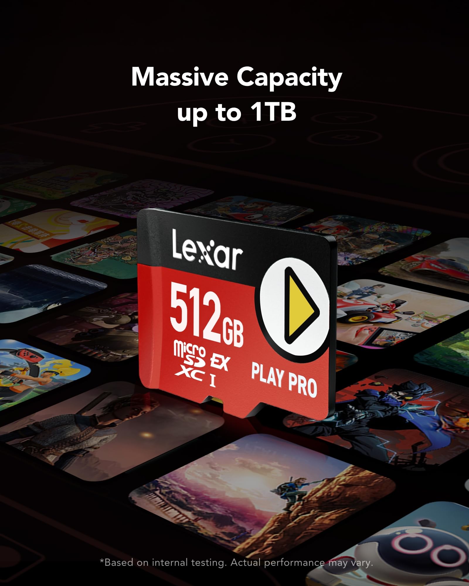 Lexar Play PRO MicroSDXC Express-Karte 512GB, bis zu 900MB/s Lesen, 600MB/s Schreiben, spieloptimiert, A2, 4K, Hochgeschwindigkeits-Speicherkarte für Handheld-Konsolen, Switch, tragbare Gaming-Geräte 6