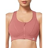 Yvette Zip Front Sports Bra - High Impact Sports Bras for Women Plus Size Workout Fitness Running