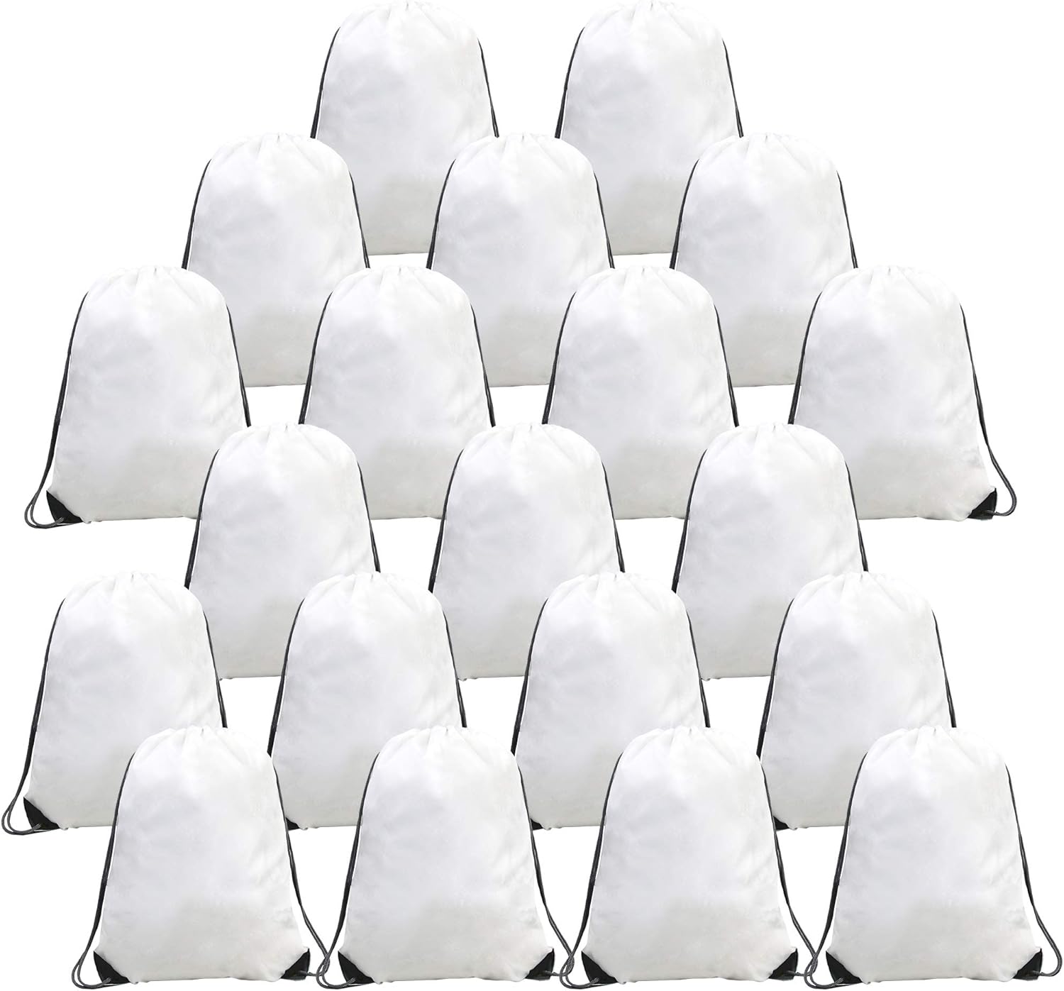 BeeGreen 20 Pieces White String Bags Bulk Custom Drawstring Gym Backpacks for Party Travel Sports Sack Personlized Cinch Sackpacks for Heat Vinyl and Tie Dye: Sports & Outdoors