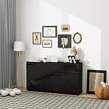 Panana Modern High Gloss Drawer Cabinet 6 Drawers Black No Handle Storage view 2