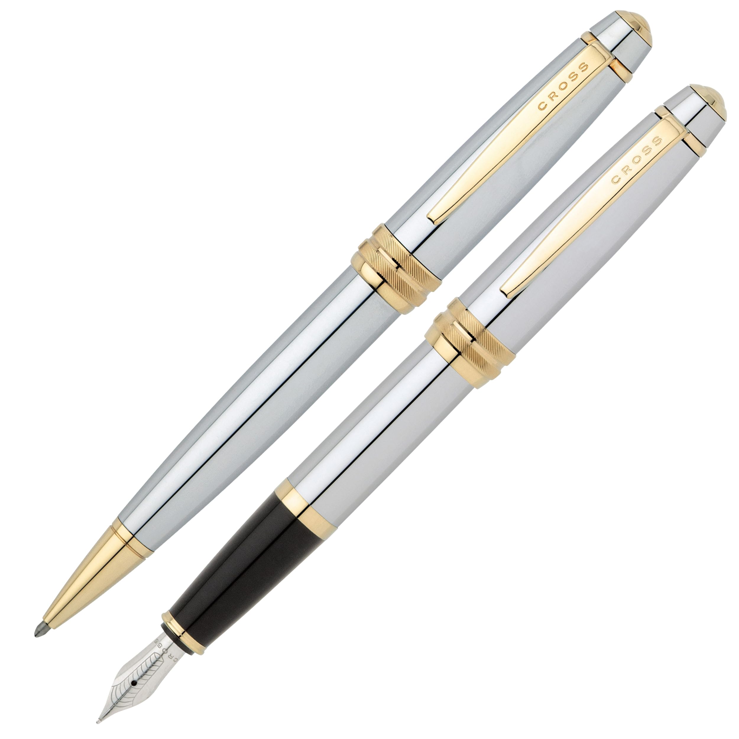 Cross Bailey, Medalist Ballpoint Pen and Fountain Pen Gift Set, 23 Carat Electroplated Gold Coating, Ink Colour Black, Permanent