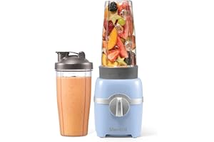 Starfrit Personal Blender - Two 828ml Cups - Two Blades - High, Low & Pulse Modes - 300W - Chambray Blue