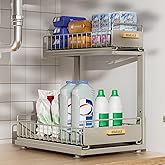 HOMEAILIE Under Sink Organizer, High Adjustable 2 Tier Under Kitchen Sink Organizer, Multi-Purpose Storage Shelf for Kitchen Bathroom Cabinet, Gray