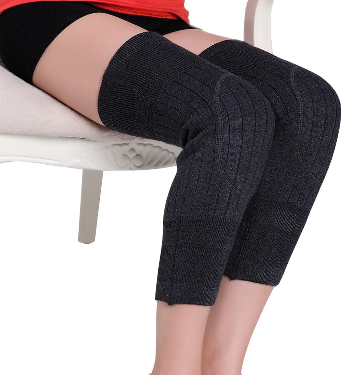 Medical Grade Thermal Over Knee Sleeve 1 Pair Unisex Elastic Lengthen Wool Pad Cashmere Knit Knee Brace Support Protector Knee Warmer Pads Legging Stockings - Image 4