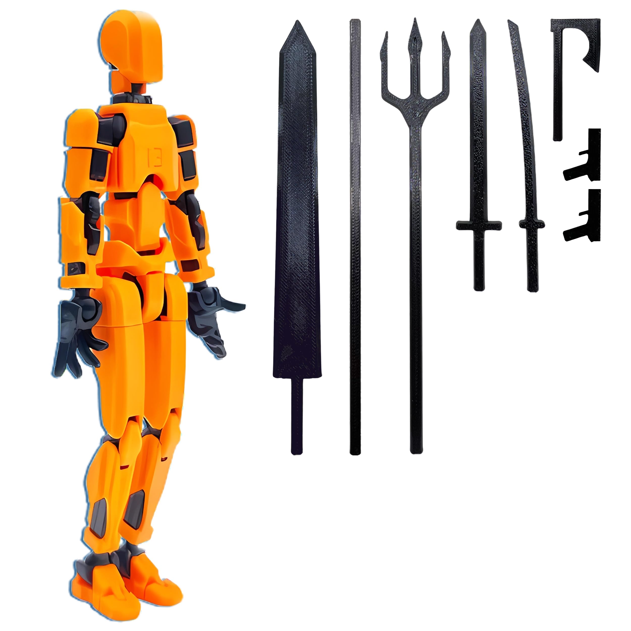 (Assembly Completed) T13 Action Figure Set, 3D Printed Toys Robo 13 Action Figure,Dummy 13 Titan 13 Action Figure (Orange)