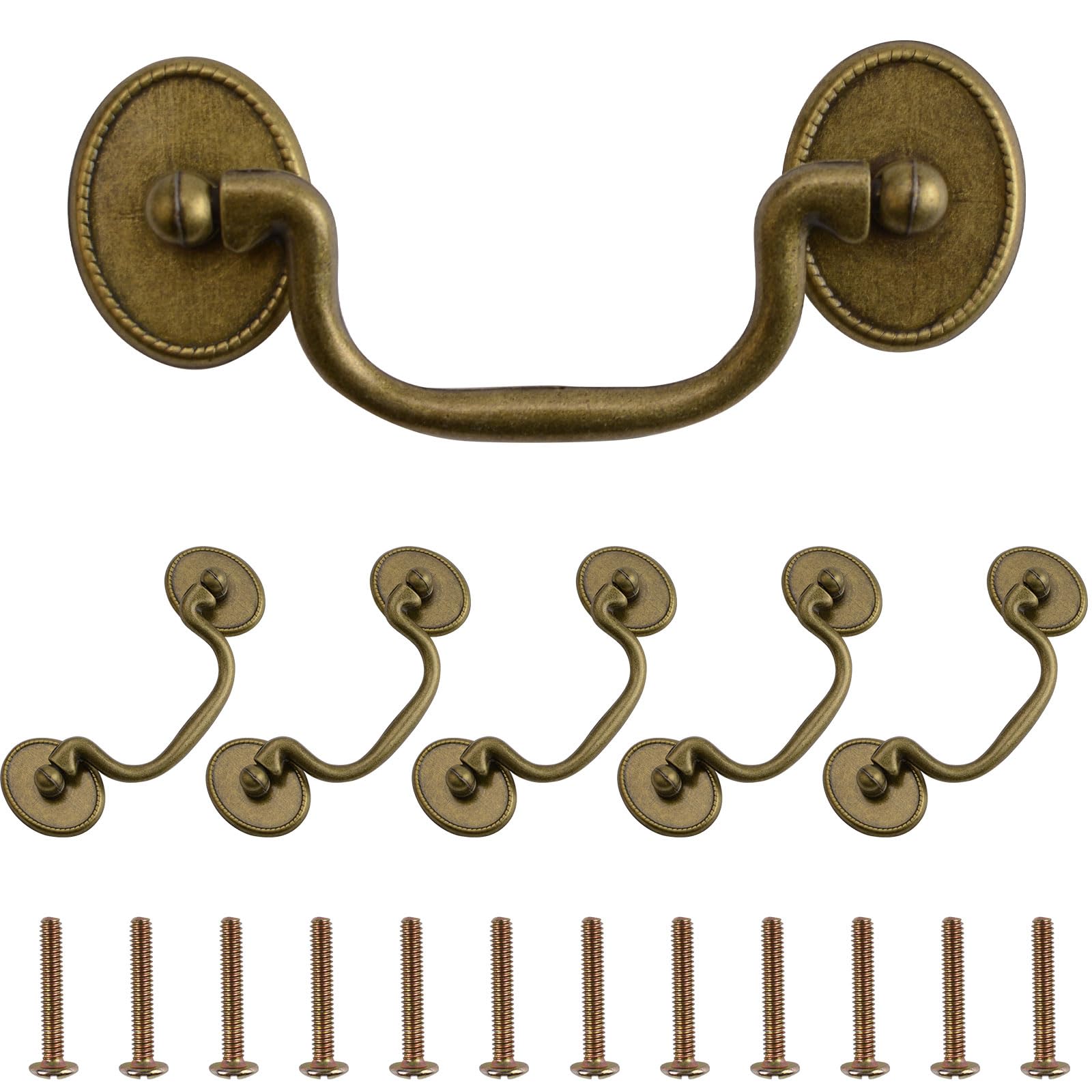 Photo 1 of INCREWAY Drop Bail Handle Pulls, 6PCS Antique Drawer Pulls Handles Furniture Door Pull Cabinet Pull Handles Hardware for Kitchen Cabinet Dresser