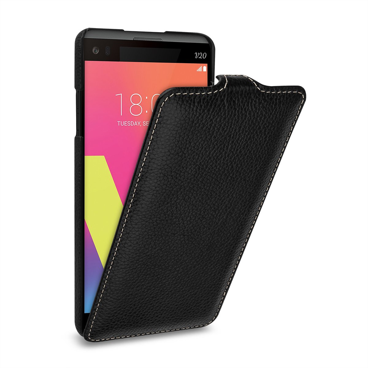 StilGut UltraSlim, Genuine Leather Case for LG V20, Black