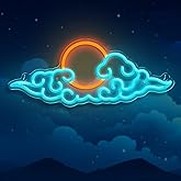 VIKLIU Anime Neon Sign - Dimmable LED Cloud Neon Signs for Teen Boys Room, Bedroom, Game Room, Man Cave, Party Decor - USB Powered - Ice Blue and Yellow - 15.5x6.25 inch