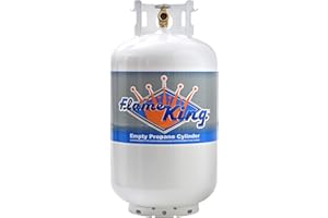 Flame King YSN-301 30 Pound Steel Propane Tank Cylinder with Type 1 Overflow Protection Device Valve DOT and TC Compliant, White