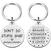 Viayen Funny Gaga Gifts Love Grandpa And Grandma Keychain Gifts for Grandson and Granddaughter
