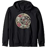 Cat Moon Dia De Los Muertos Day Of The Dead Sugar Skull Zip Hoodie