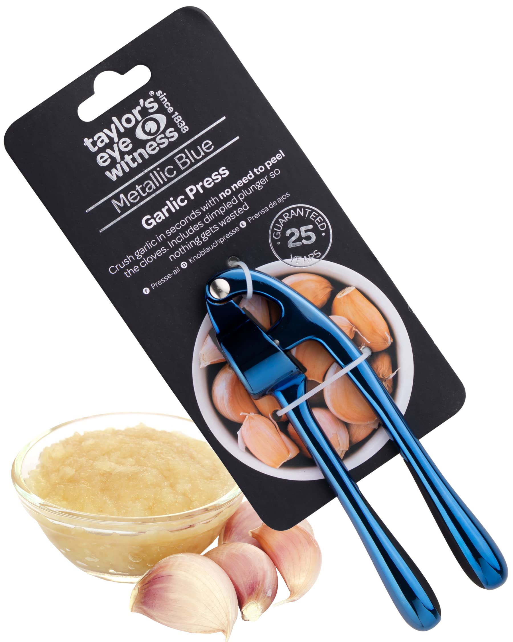 Easy to Use Garlic Press - Removes The Need to Peel, Great Go-to Kitchen Gadget for Crushing Garlic Cloves. Dishwasher Safe, Garlic Crusher Also Works with Ginger. Must Have Tool for Any Kitchen.