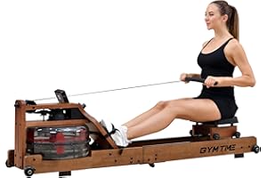 GYMTIME Water Rowing Machine for Home Use, Classic Solid Wood Rower Machine with Bluetooth Monitor for Whole Body Exercise Cardio Training Indoor Gym Sports Training Equipment