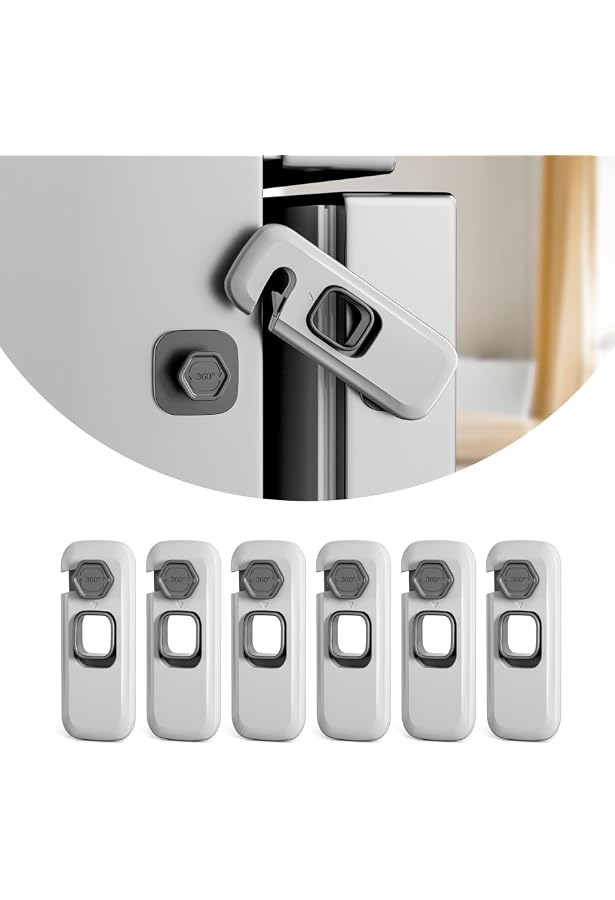 JAONLD 2 Pièces Protection Four Bébé - Serrure De Four à Double Bouton Verrou De Porte Résistant à La Chaleur Avec Colle 3M (Blanc)