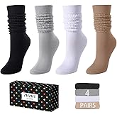 Zmart Slouch Scrunch Socks for Women - Knee Tube Socks for 80S, 90S, 3-4 Pairs,