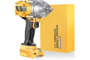 NATBEESY Impact Wrench for DeWalt 20V MAX Battery: 1/2 Inch Hog Ring Impact Driver High Torque - 1000N.m(750ft-lbs) Cordless Impact Gun - Brushless Motor with LED Light And Blet Clip - Tool Only
