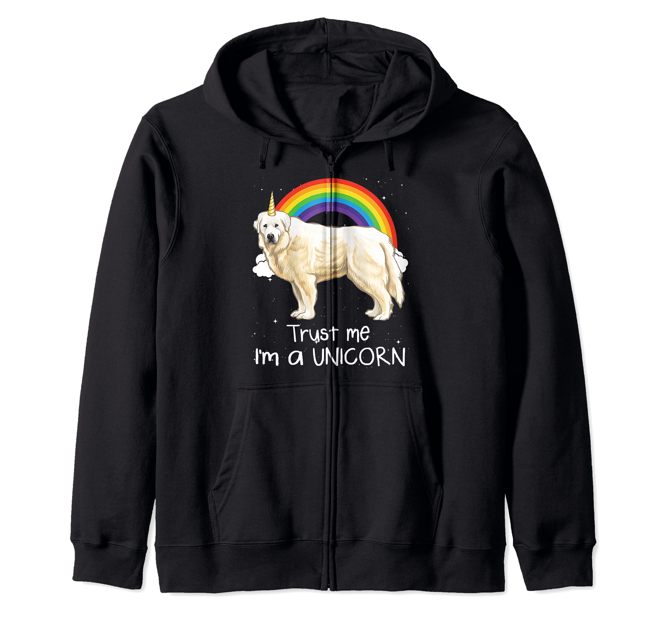 Rainbow Great Pyrenee Trust Me I'm A Unicorn Dog Zip Hoodie