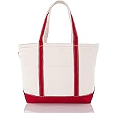 CB STATION Medium Classic Canvas Tote Bag for Women, Top Zipper Closure, Outer Pocket, Daily Essentials, Groceries, Traveling