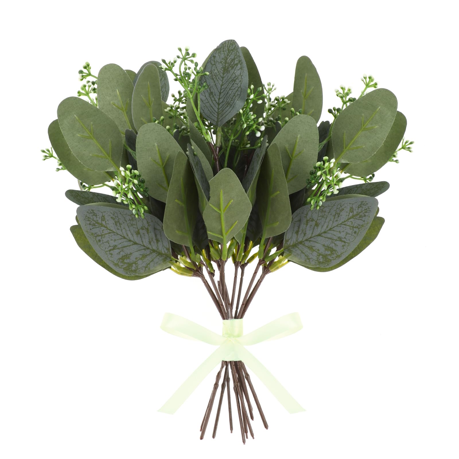 Jeffdad 12 Pcs Eucalyptus Stems Leaves Mixed, Artificial Eucalyptus Branches For Vases, Faux Silver Dollar Eucalyptus Stems For Garland Bouquets Arrangement Greenery Decoration(Eucalyptus with Fruits)