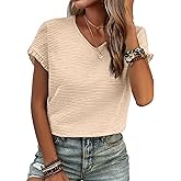 SHEWIN Womens Summer Tops Crewneck Short Sleeve T Shirts Casual Textured Work Shirt Loose Blouses