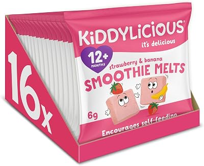 Kiddylicious Strawberry & Banana Smoothie Melts 16 Pack Kids Snack